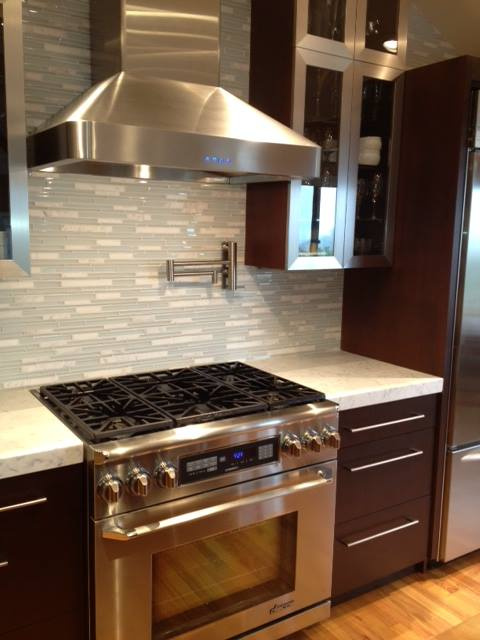 Soho glass stone tile backsplash